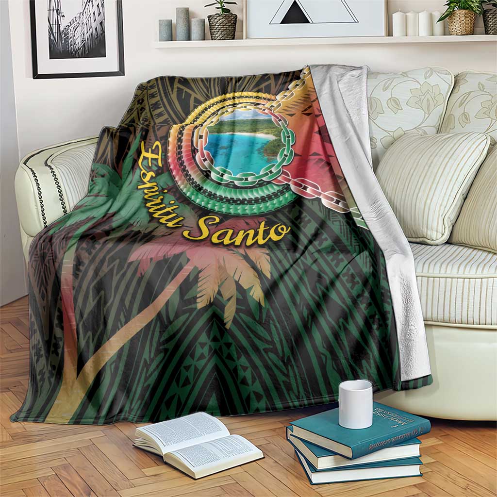 Vanuatu Espiritu Santo Island Blanket Beach Landscape LT05 Black - Polynesian Pride