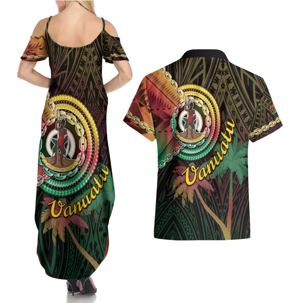 Vanuatu Espiritu Santo Island Couples Matching Summer Maxi Dress and Hawaiian Shirt Beach Landscape LT05 - Polynesian Pride