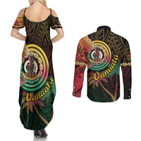 Vanuatu Espiritu Santo Island Couples Matching Summer Maxi Dress and Long Sleeve Button Shirt Beach Landscape LT05 - Polynesian Pride