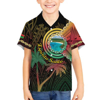 Vanuatu Espiritu Santo Island Family Matching Puletasi and Hawaiian Shirt Beach Landscape LT05 Son's Shirt Black - Polynesian Pride
