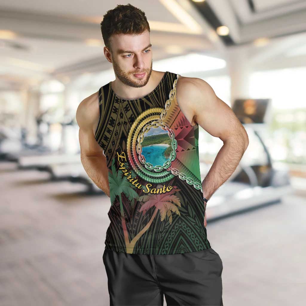 Vanuatu Espiritu Santo Island Men Tank Top Beach Landscape LT05 Black - Polynesian Pride
