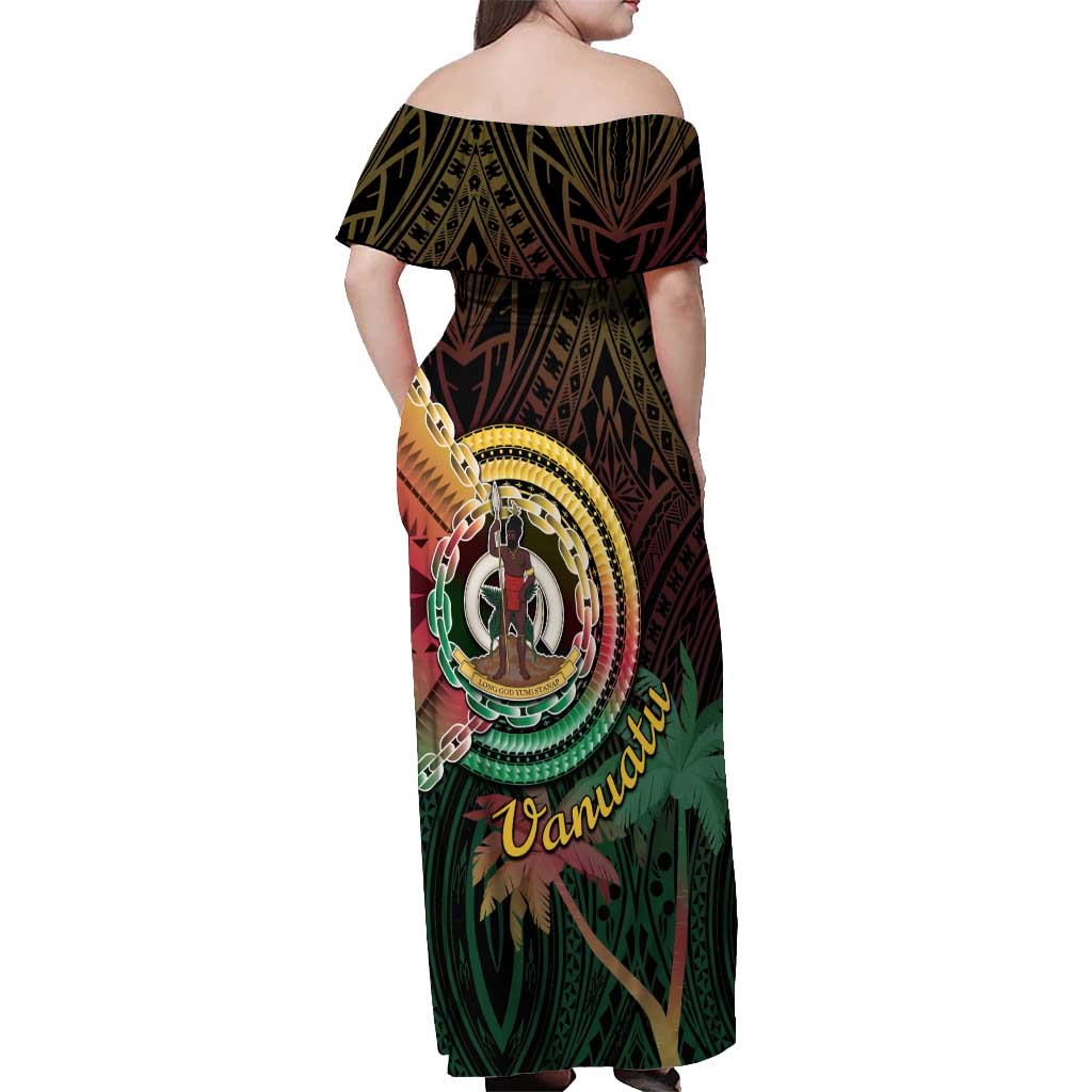Vanuatu Espiritu Santo Island Off Shoulder Maxi Dress Beach Landscape LT05 - Polynesian Pride
