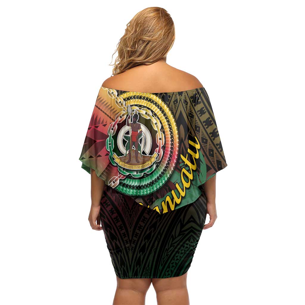 Vanuatu Espiritu Santo Island Off Shoulder Short Dress Beach Landscape LT05 - Polynesian Pride