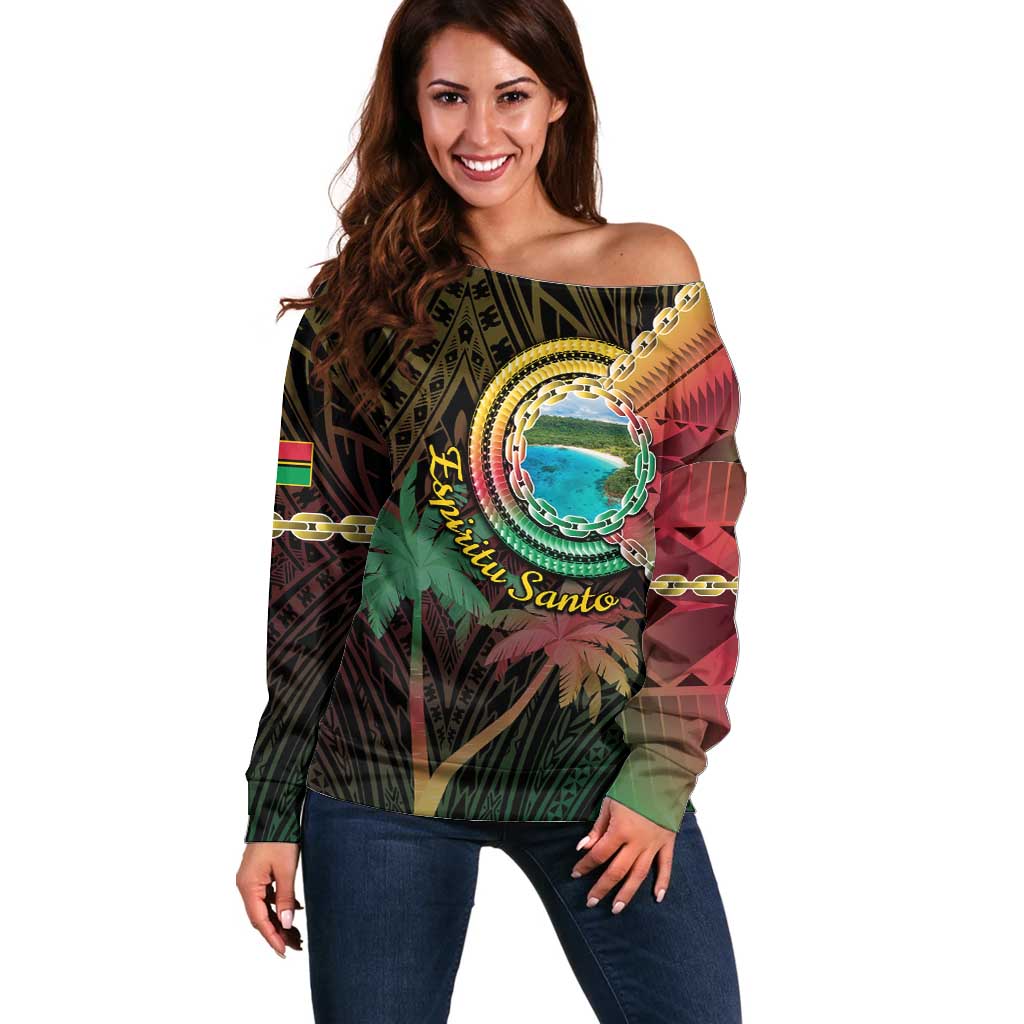 Vanuatu Espiritu Santo Island Off Shoulder Sweater Beach Landscape