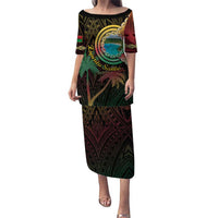 Vanuatu Espiritu Santo Island Puletasi Beach Landscape LT05 Long Dress Black - Polynesian Pride