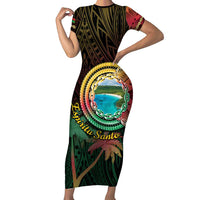 Vanuatu Espiritu Santo Island Short Sleeve Bodycon Dress Beach Landscape