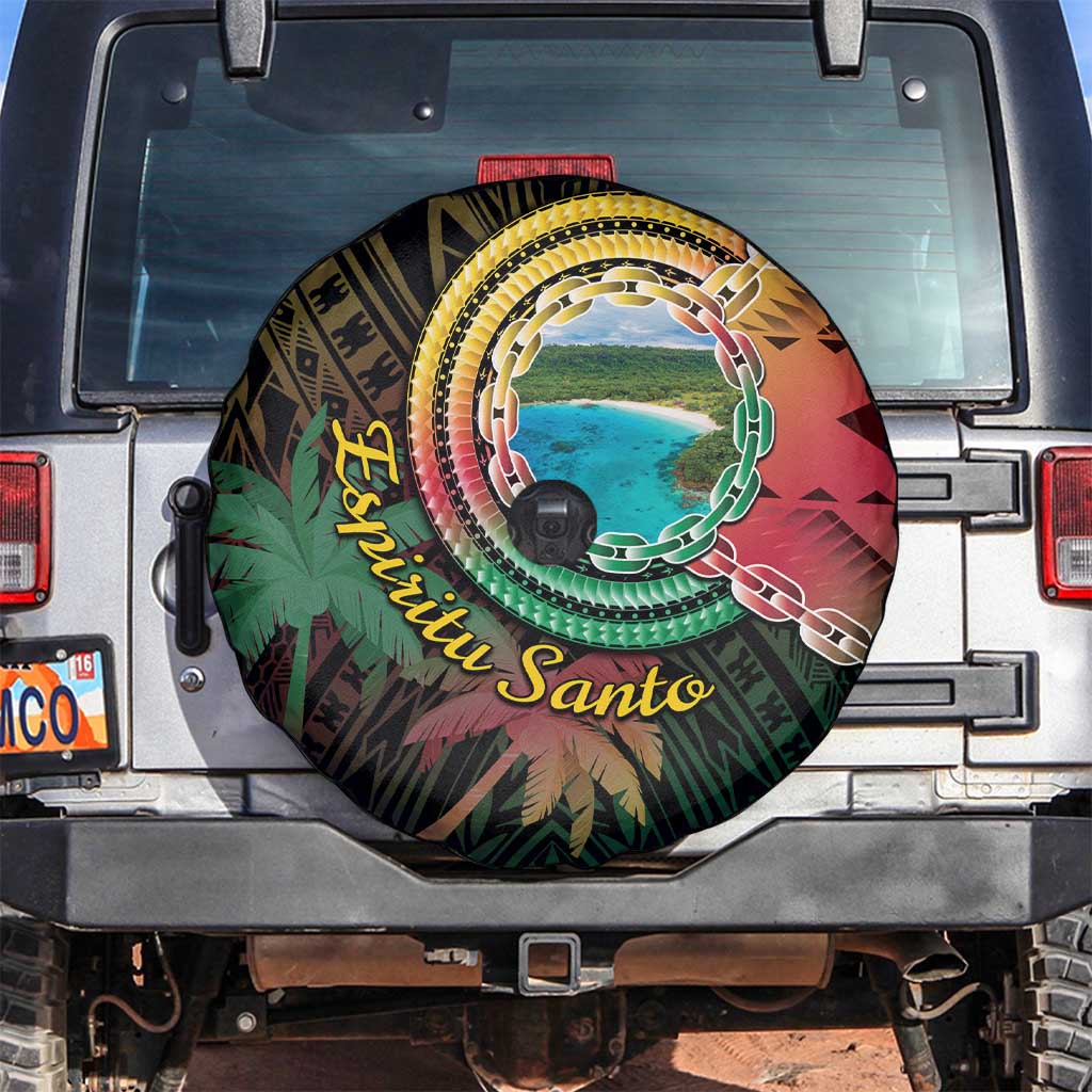 Vanuatu Espiritu Santo Island Spare Tire Cover Beach Landscape LT05 Black - Polynesian Pride
