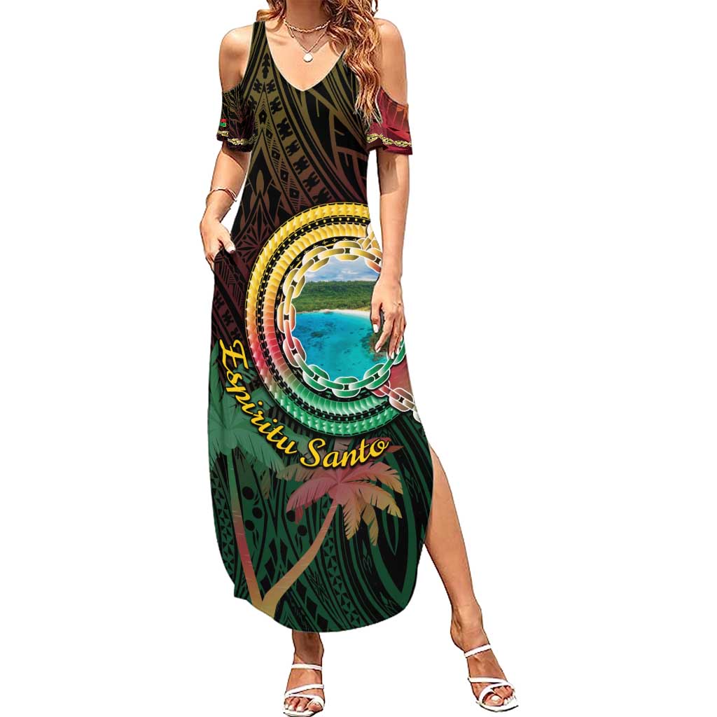 Vanuatu Espiritu Santo Island Summer Maxi Dress Beach Landscape LT05 Women Black - Polynesian Pride