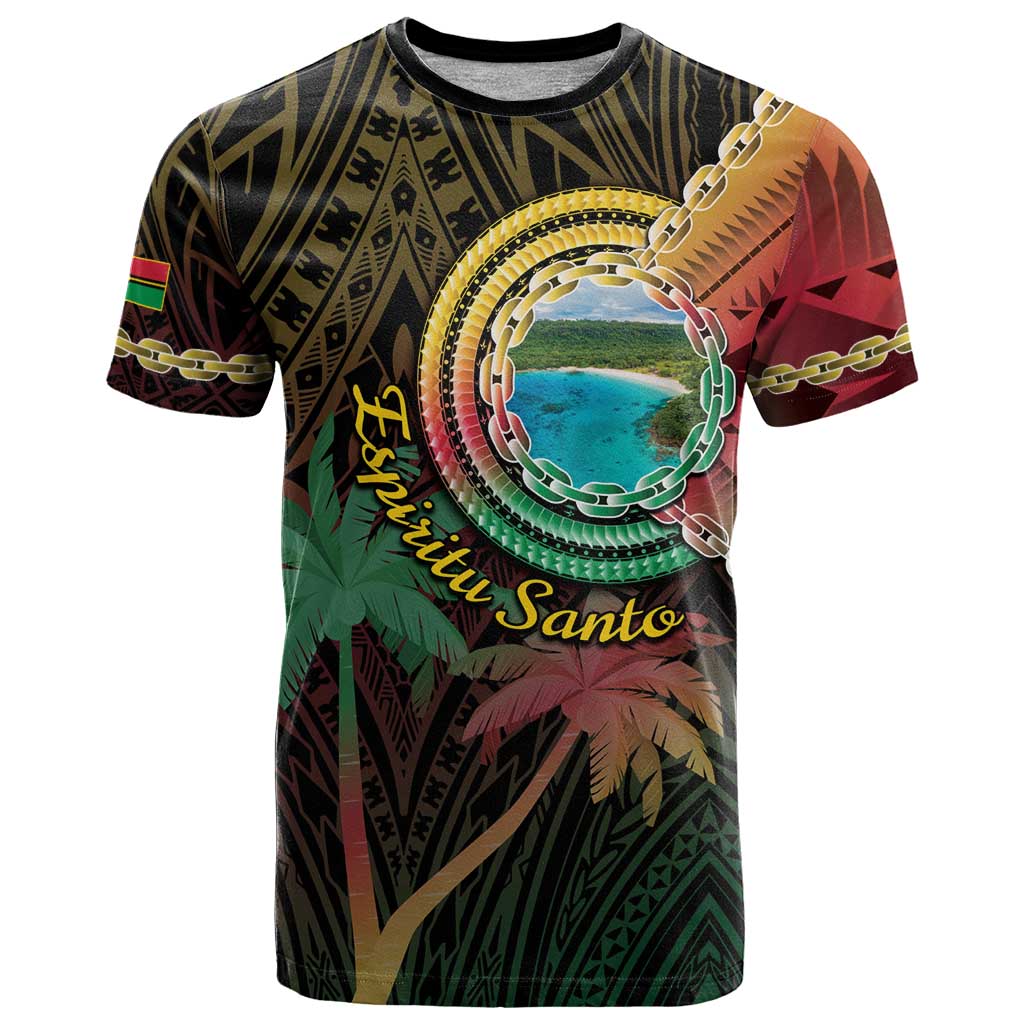 Vanuatu Espiritu Santo Island T Shirt Beach Landscape LT05 Black - Polynesian Pride