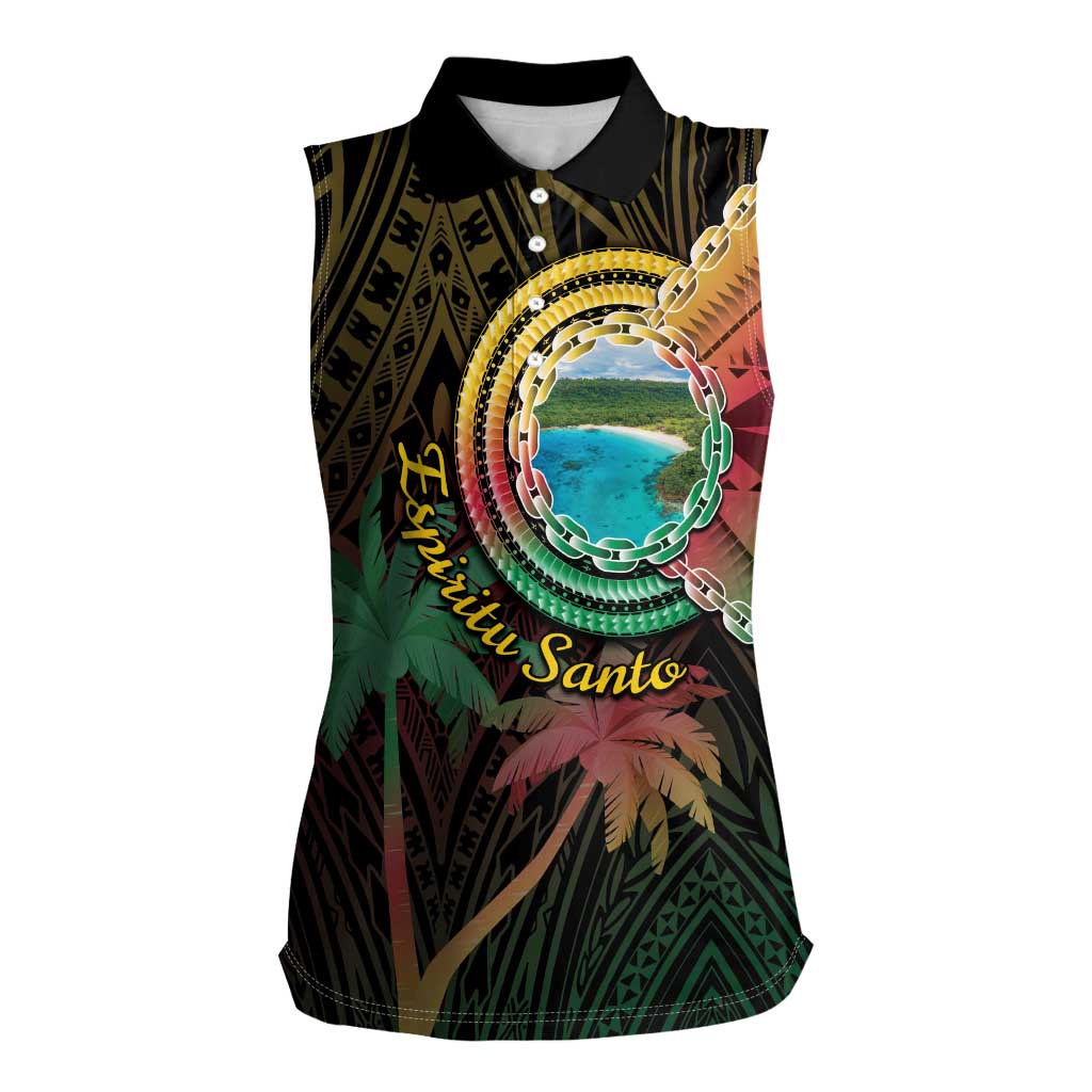 Vanuatu Espiritu Santo Island Women Sleeveless Polo Shirt Beach Landscape