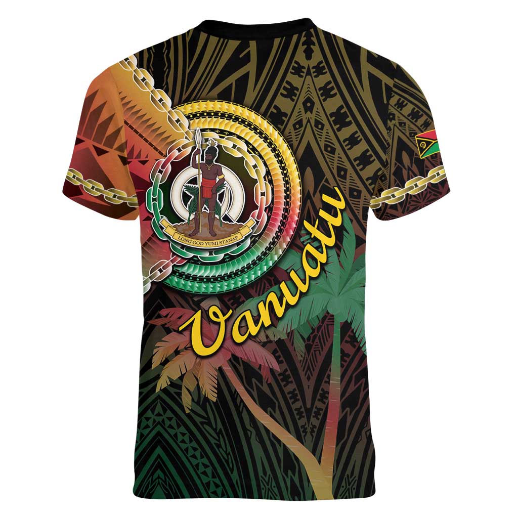 Vanuatu Espiritu Santo Island Women V-Neck T-Shirt - Beach Landscape LT05 - Polynesian Pride