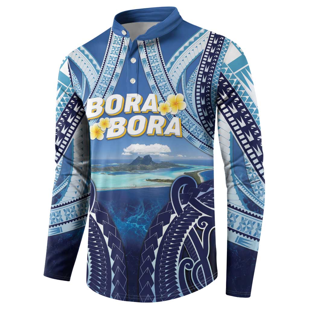 Personalised French Polynesia Bora Bora Button Sweatshirt Beach Landscape Polynesian Style LT05 - Polynesian Pride