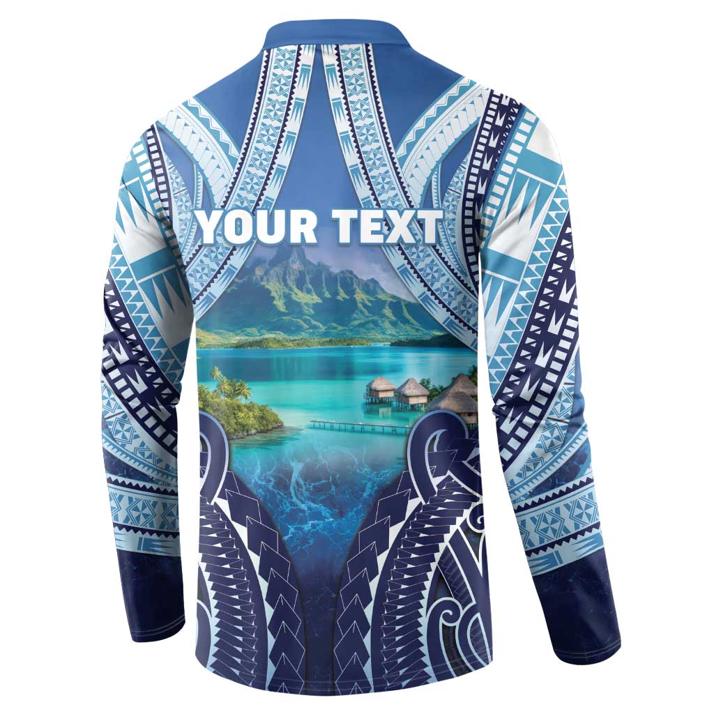 Personalised French Polynesia Bora Bora Button Sweatshirt Beach Landscape Polynesian Style LT05 - Polynesian Pride