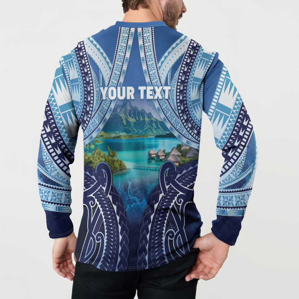 Personalised French Polynesia Bora Bora Button Sweatshirt Beach Landscape Polynesian Style LT05 - Polynesian Pride