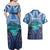 Personalised French Polynesia Bora Bora Couples Matching Off Shoulder Maxi Dress and Hawaiian Shirt Beach Landscape Polynesian Style