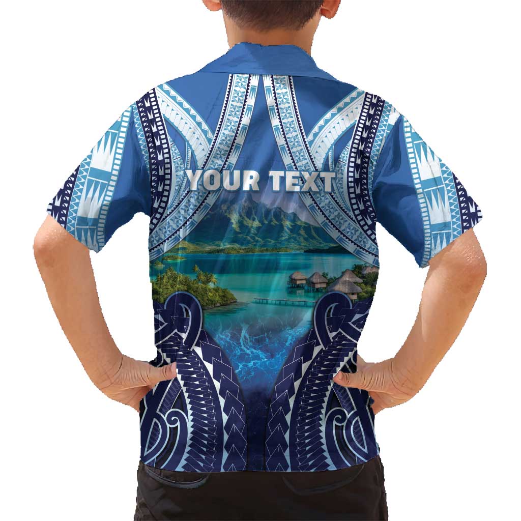 Personalised French Polynesia Bora Bora Family Matching Long Sleeve Bodycon Dress and Hawaiian Shirt Beach Landscape Polynesian Style