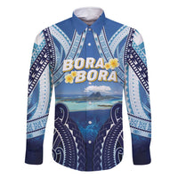Personalised French Polynesia Bora Bora Family Matching Long Sleeve Bodycon Dress and Hawaiian Shirt Beach Landscape Polynesian Style