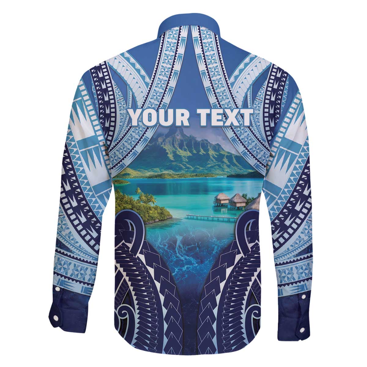 Personalised French Polynesia Bora Bora Family Matching Off The Shoulder Long Sleeve Dress and Hawaiian Shirt Beach Landscape Polynesian Style LT05 - Polynesian Pride