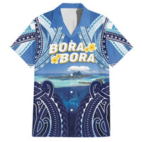 Personalised French Polynesia Bora Bora Family Matching Puletasi and Hawaiian Shirt Beach Landscape Polynesian Style LT05 Dad's Shirt - Short Sleeve Blue - Polynesian Pride
