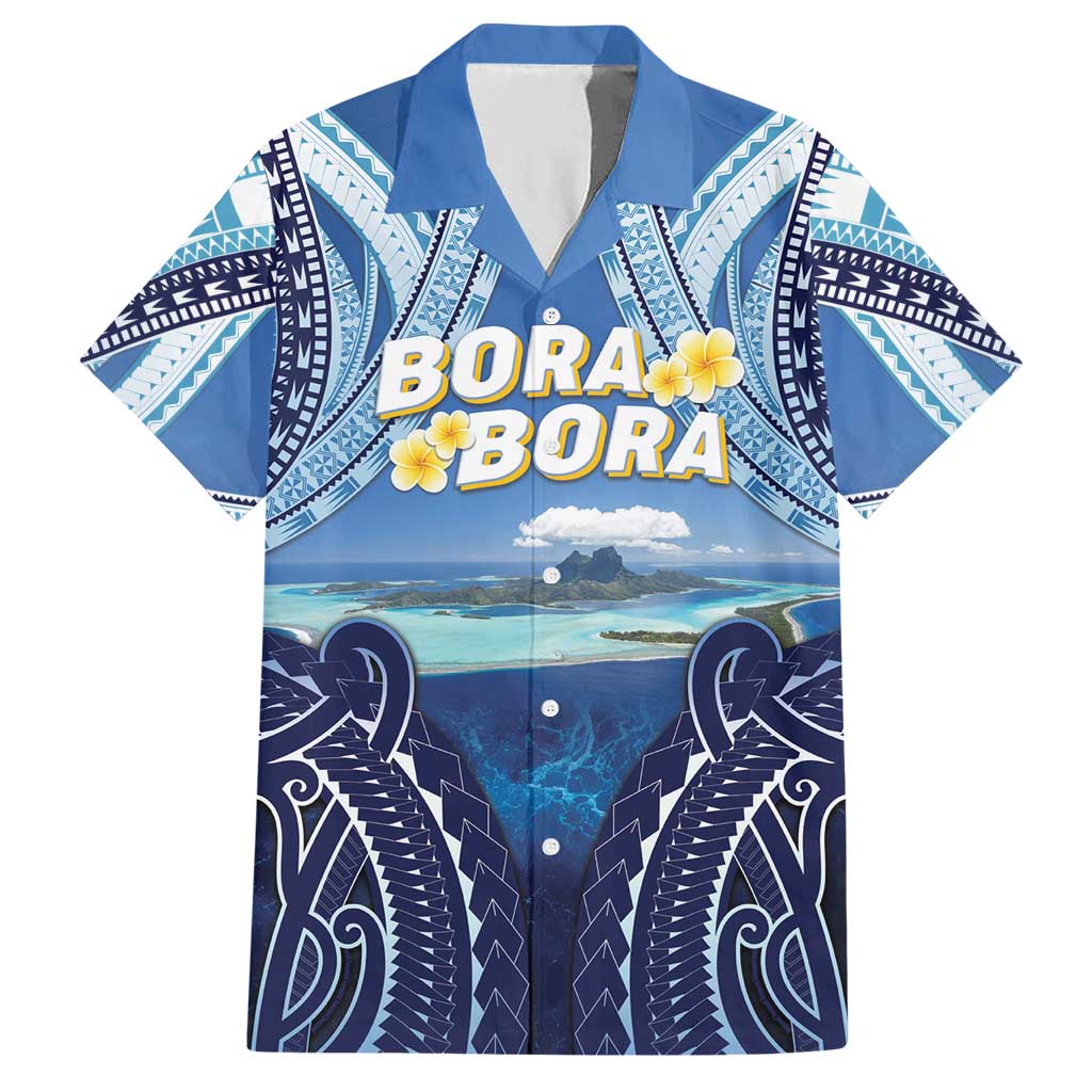 Personalised French Polynesia Bora Bora Hawaiian Shirt Beach Landscape Polynesian Style LT05 Blue - Polynesian Pride