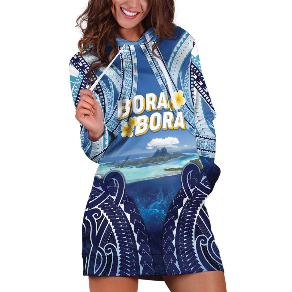 Personalised French Polynesia Bora Bora Hoodie Dress Beach Landscape Polynesian Style