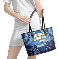 French Polynesia Bora Bora Leather Tote Bag Beach Landscape Polynesian Style LT05 - Polynesian Pride
