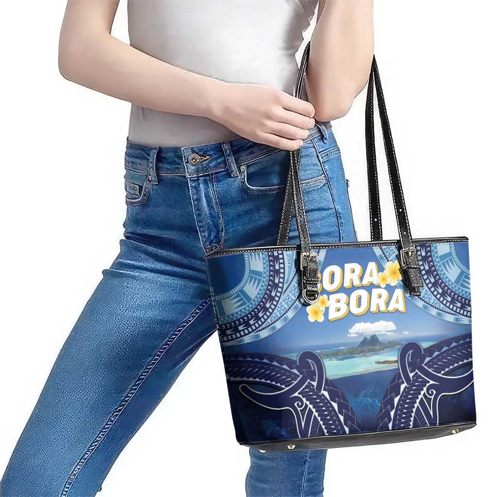 French Polynesia Bora Bora Leather Tote Bag Beach Landscape Polynesian Style LT05 - Polynesian Pride