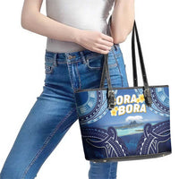 French Polynesia Bora Bora Leather Tote Bag Beach Landscape Polynesian Style LT05 - Polynesian Pride