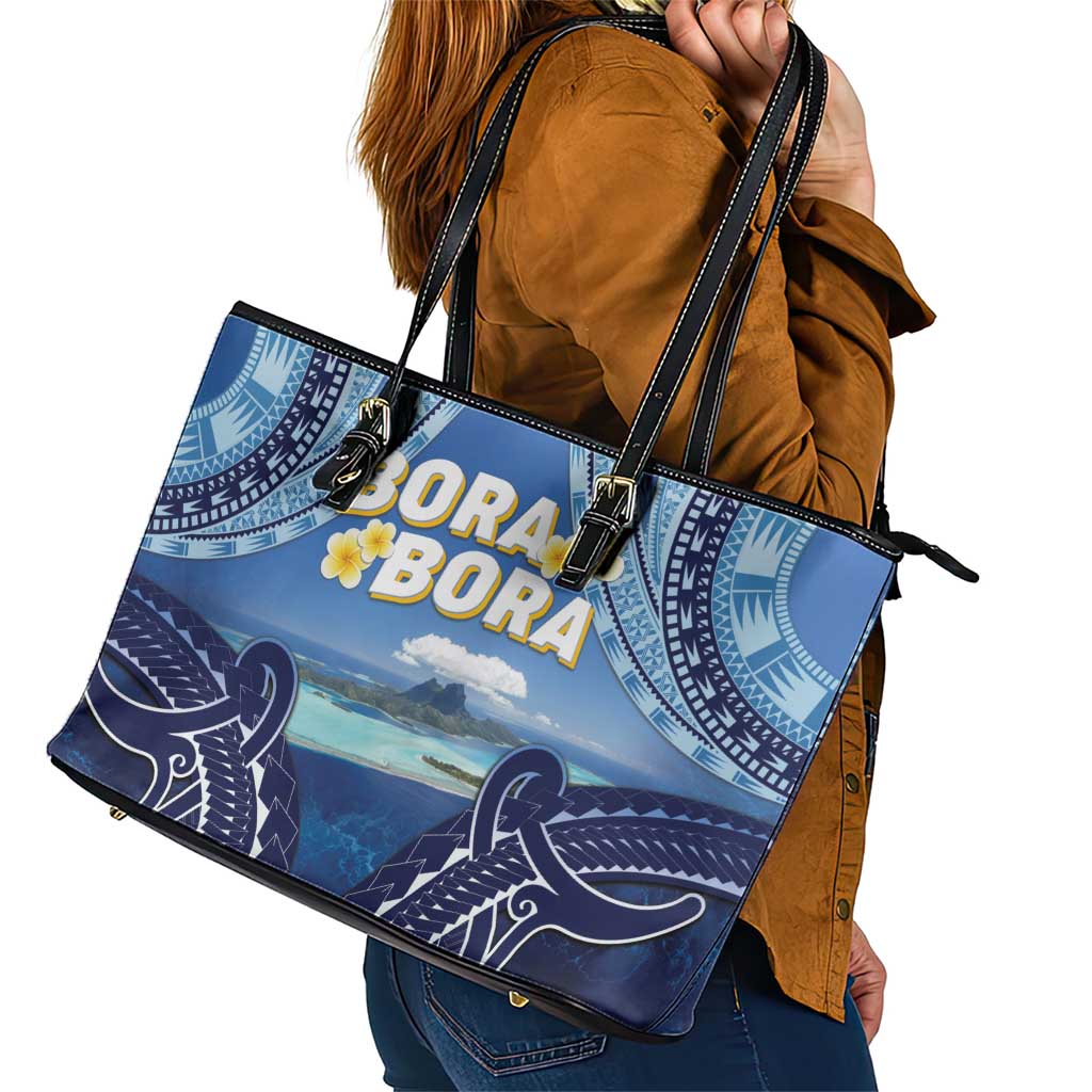 French Polynesia Bora Bora Leather Tote Bag Beach Landscape Polynesian Style LT05 - Polynesian Pride