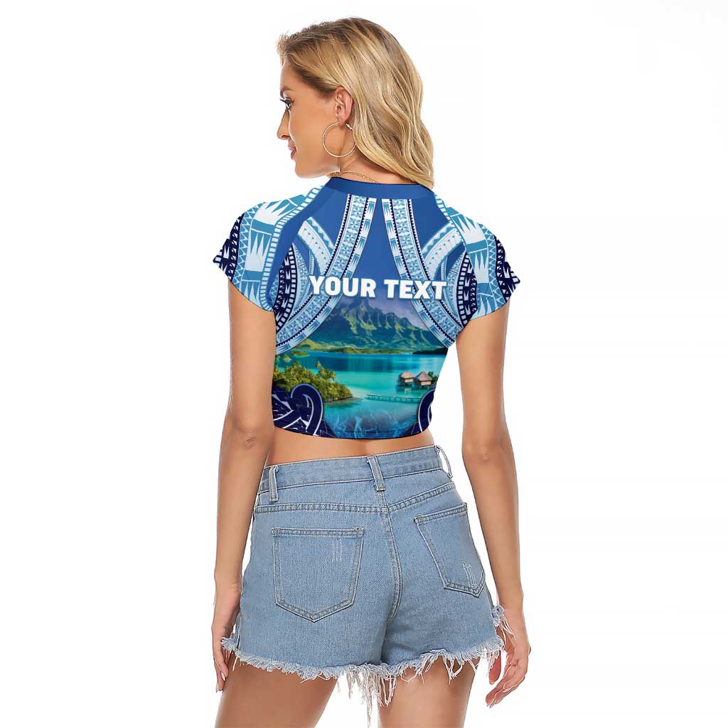 Personalised French Polynesia Bora Bora Raglan Cropped T Shirt Beach Landscape Polynesian Style LT05 - Polynesian Pride