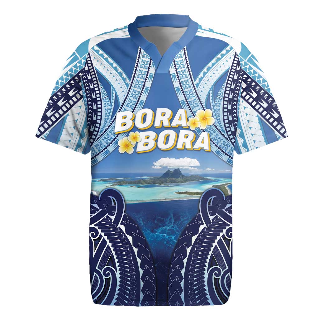 Personalised French Polynesia Bora Bora Rugby Jersey Beach Landscape Polynesian Style