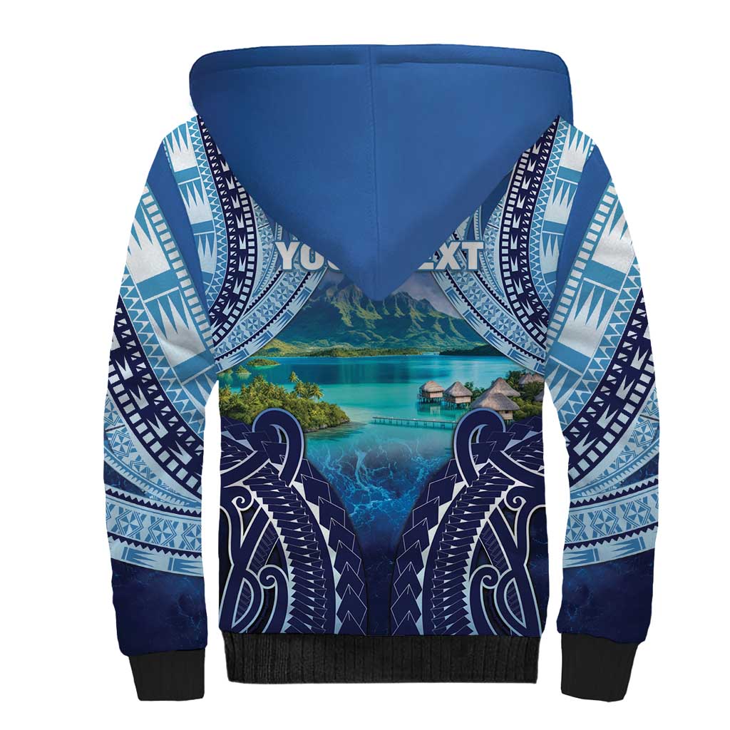 Personalised French Polynesia Bora Bora Sherpa Hoodie Beach Landscape Polynesian Style LT05 - Polynesian Pride