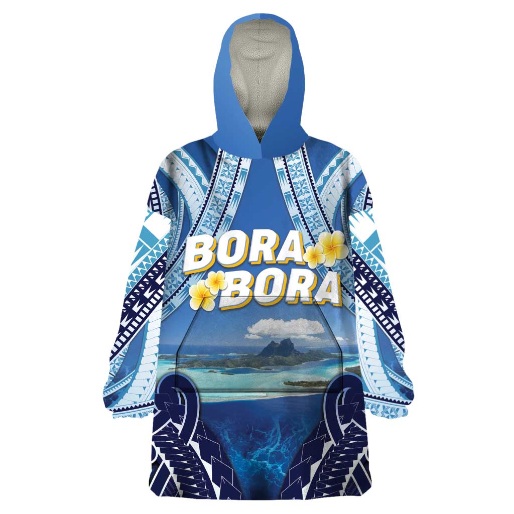 Personalised French Polynesia Bora Bora Wearable Blanket Hoodie Beach Landscape Polynesian Style LT05 One Size Blue - Polynesian Pride