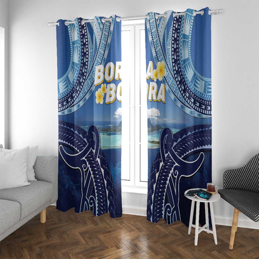 French Polynesia Bora Bora Window Curtain Beach Landscape Polynesian Style LT05 With Grommets Blue - Polynesian Pride