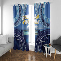 French Polynesia Bora Bora Window Curtain Beach Landscape Polynesian Style LT05 With Grommets Blue - Polynesian Pride