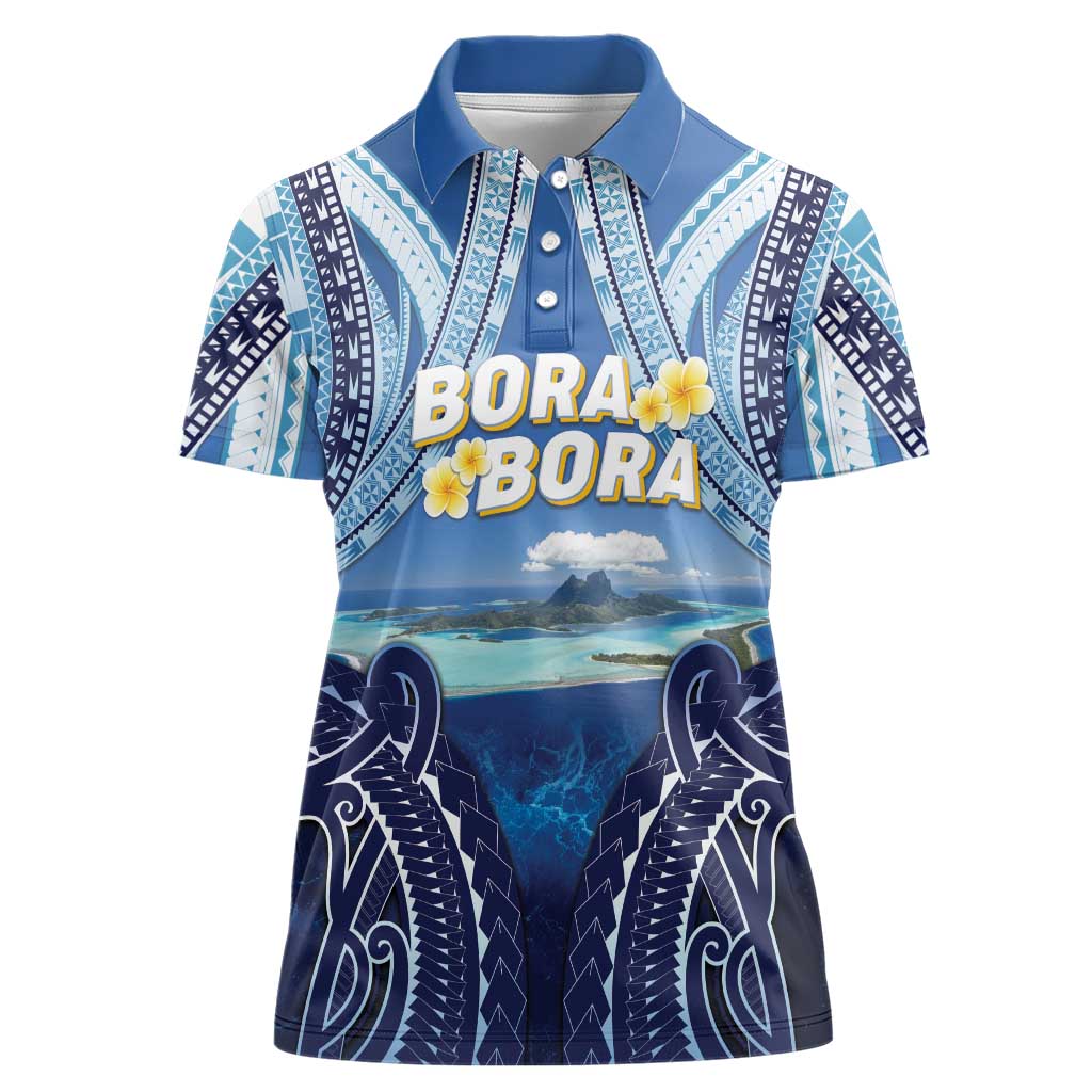 Personalised French Polynesia Bora Bora Women Polo Shirt Beach Landscape Polynesian Style