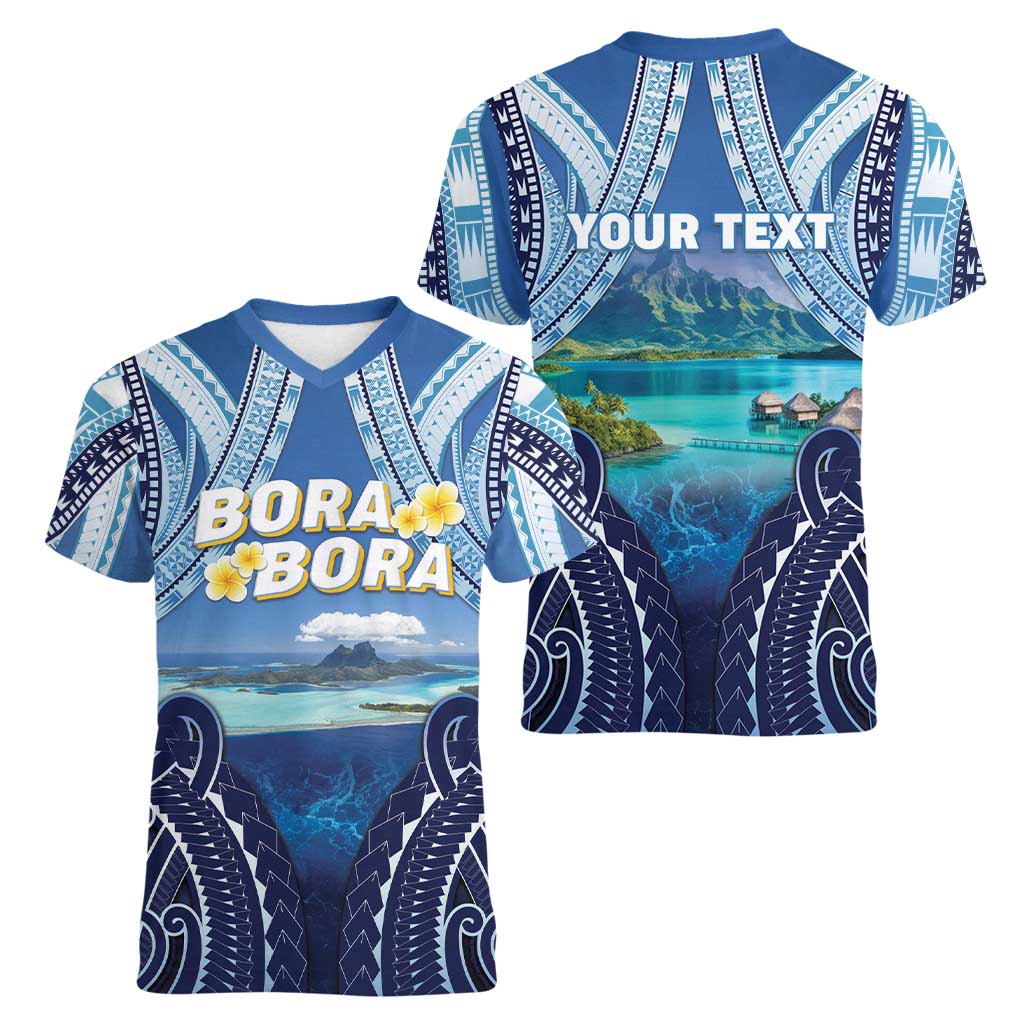 Personalised French Polynesia Bora Bora Women V-Neck T-Shirt Beach Landscape Polynesian Style LT05 - Polynesian Pride