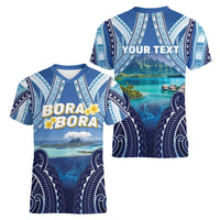 Personalised French Polynesia Bora Bora Women V-Neck T-Shirt Beach Landscape Polynesian Style LT05 - Polynesian Pride
