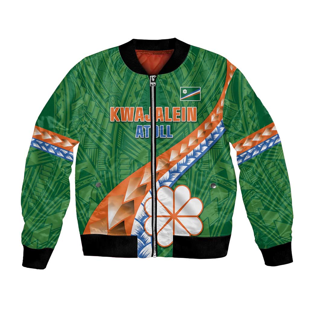 Personalised Marshall Islands Kwajalein Atoll Bomber Jacket Polynesian Tribal Tattoo