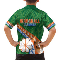 Personalised Marshall Islands Kwajalein Atoll Family Matching Long Sleeve Bodycon Dress and Hawaiian Shirt Polynesian Tribal Tattoo