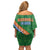 Personalised Marshall Islands Kwajalein Atoll Family Matching Off Shoulder Short Dress and Hawaiian Shirt Polynesian Tribal Tattoo