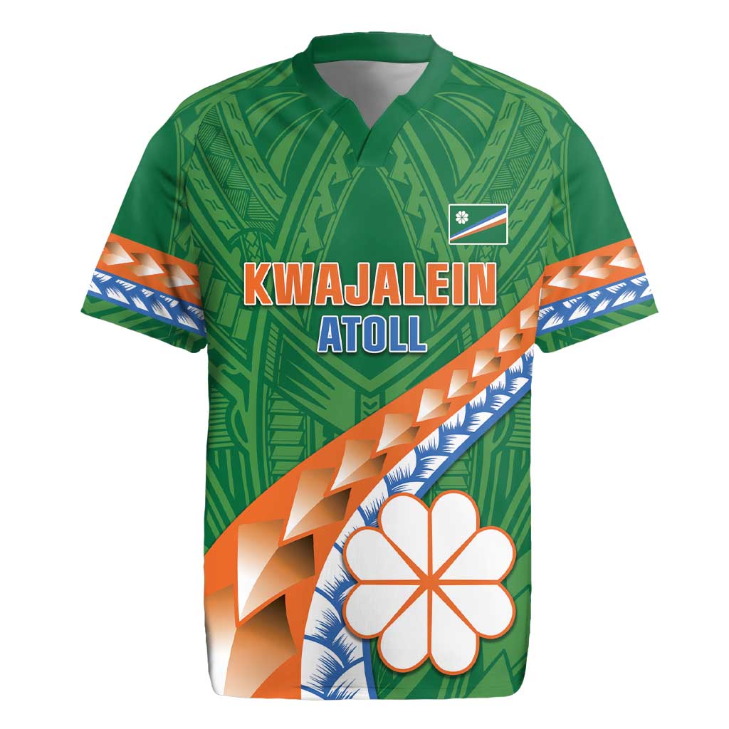 Personalised Marshall Islands Kwajalein Atoll Rugby Jersey Polynesian Tribal Tattoo