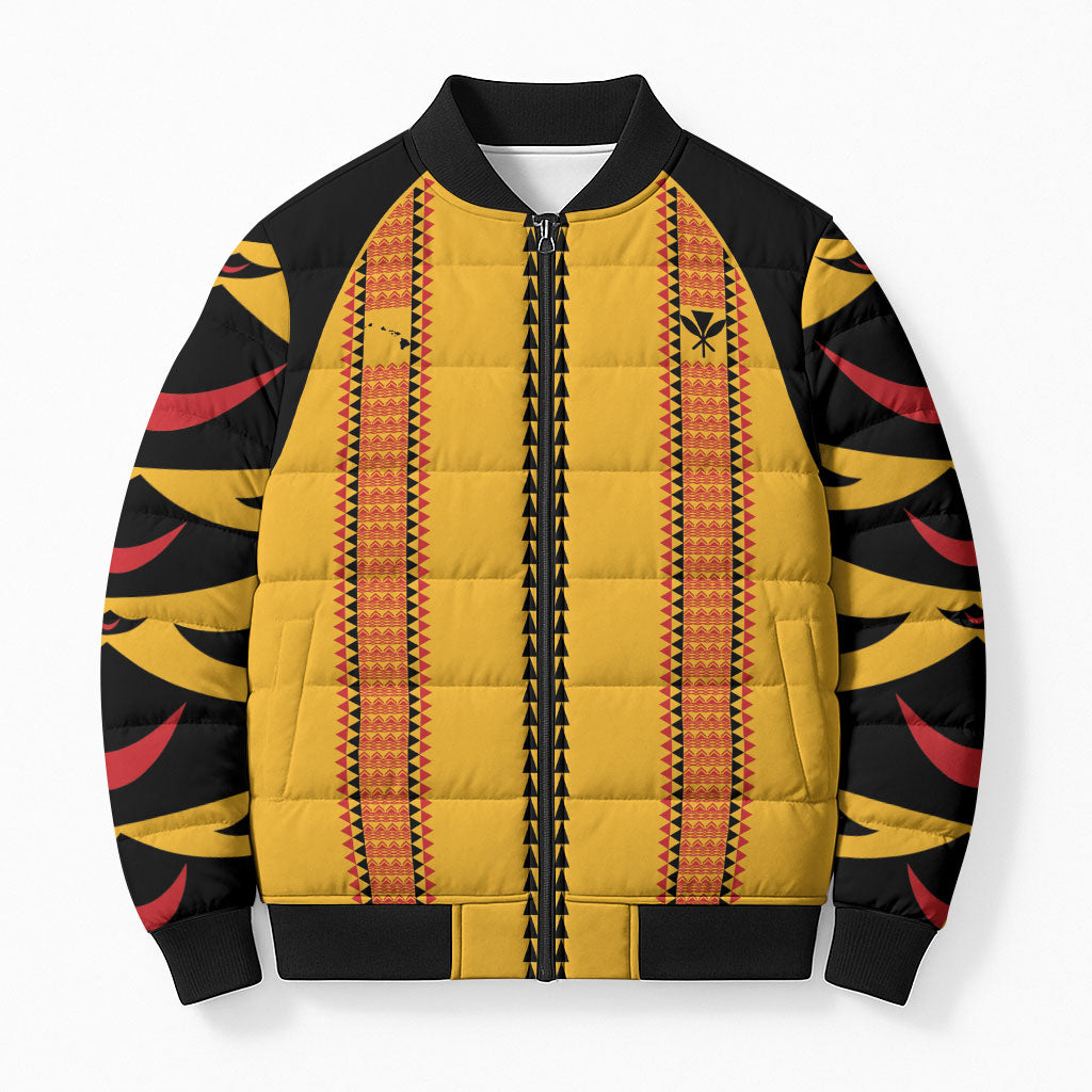Hawaii Ahu Ula Inspired Bomber Puffer Jacket Yellow Version
