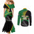 Custom New Zealand And South Africa Rugby Couples Matching Mermaid Dress and Long Sleeve Button Shirt 2023 Springboks Combine All Black Silver Fern LT05 - Polynesian Pride