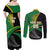 Custom New Zealand And South Africa Rugby Couples Matching Off Shoulder Maxi Dress and Long Sleeve Button Shirt 2023 Springboks Combine All Black Silver Fern LT05 - Polynesian Pride