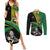 Custom New Zealand And South Africa Rugby Couples Matching Summer Maxi Dress and Long Sleeve Button Shirt 2023 Springboks Combine All Black Silver Fern LT05 Green - Polynesian Pride