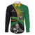 Custom New Zealand And South Africa Rugby Family Matching Puletasi Dress and Hawaiian Shirt 2023 Springboks Combine All Black Silver Fern LT05 Dad's Shirt - Long Sleeve Green - Polynesian Pride