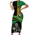 Custom New Zealand And South Africa Rugby Family Matching Short Sleeve Bodycon Dress and Hawaiian Shirt 2023 Springboks Combine All Black Silver Fern LT05 Mom's Dress Green - Polynesian Pride