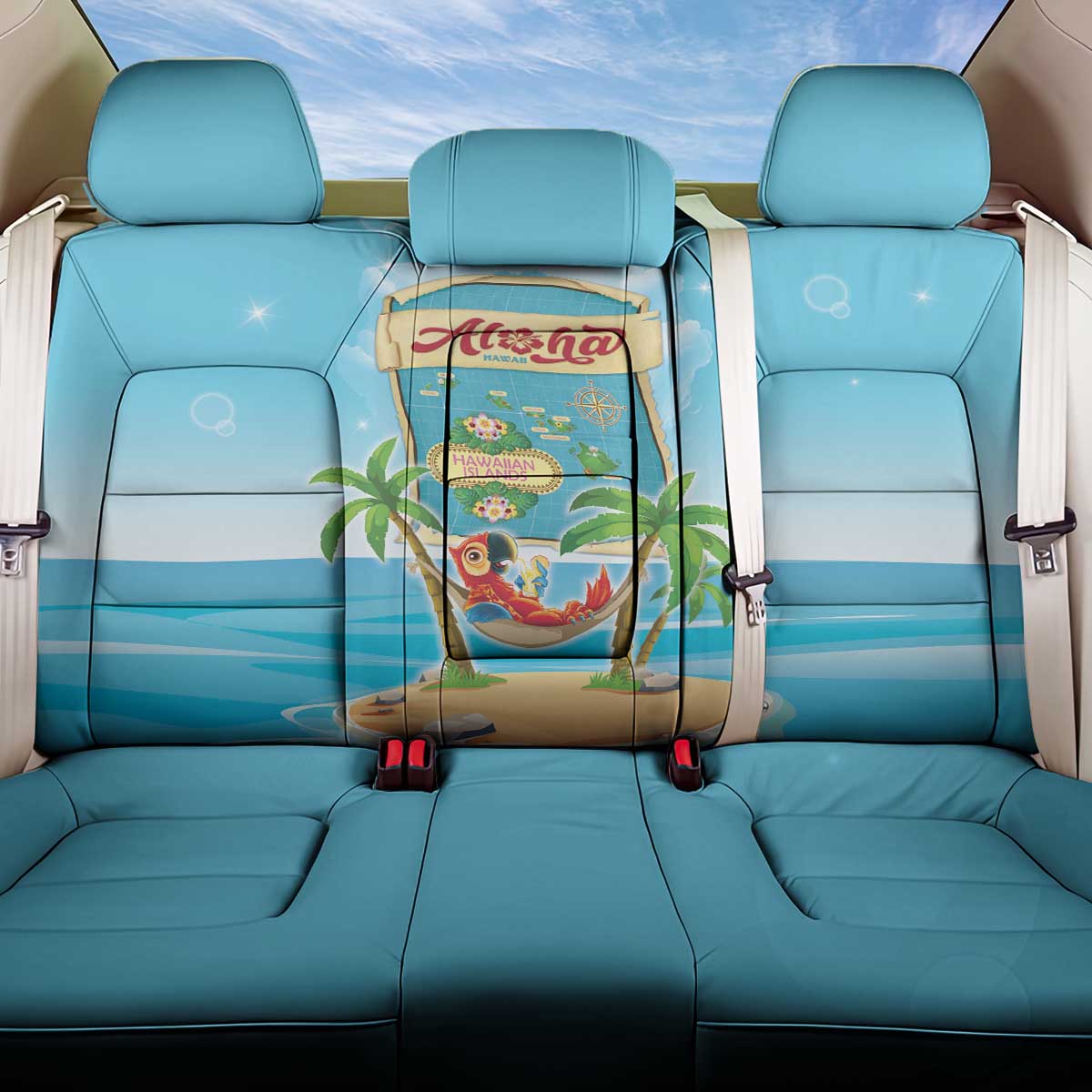 Aloha Hawaii Back Car Seat Cover Funny Macaw Parrot Tropical Vibe