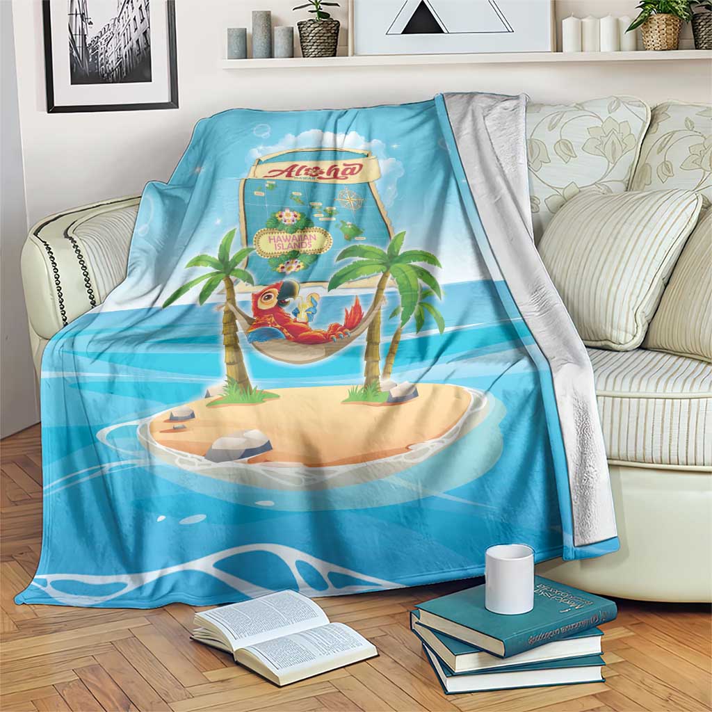 Aloha Hawaii Blanket Funny Macaw Parrot Tropical Vibe